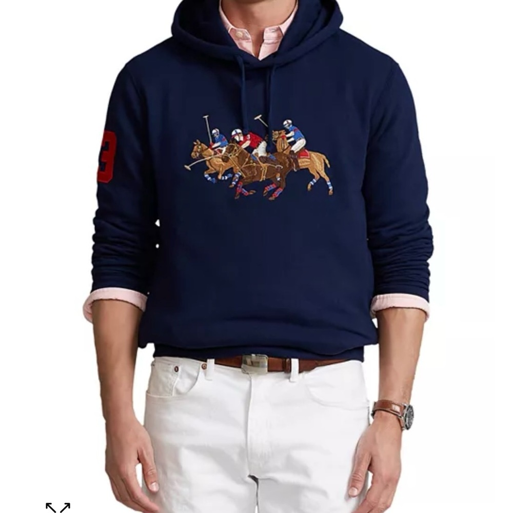 NWOT Ralph Lauren Blue Equestrian Graphic Hoodie men’s Large